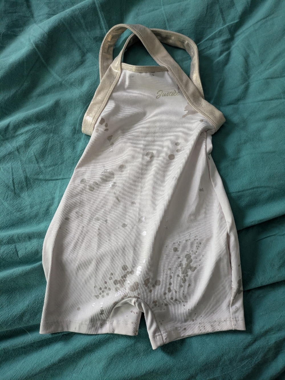 Justice Girls White and Gold One-Piece Swimwear
